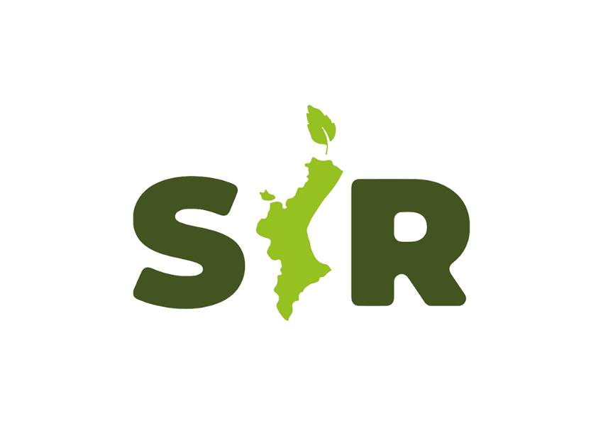 Logo con letras "SIR" y dise&ntilde;o de mapa verde en el medio.