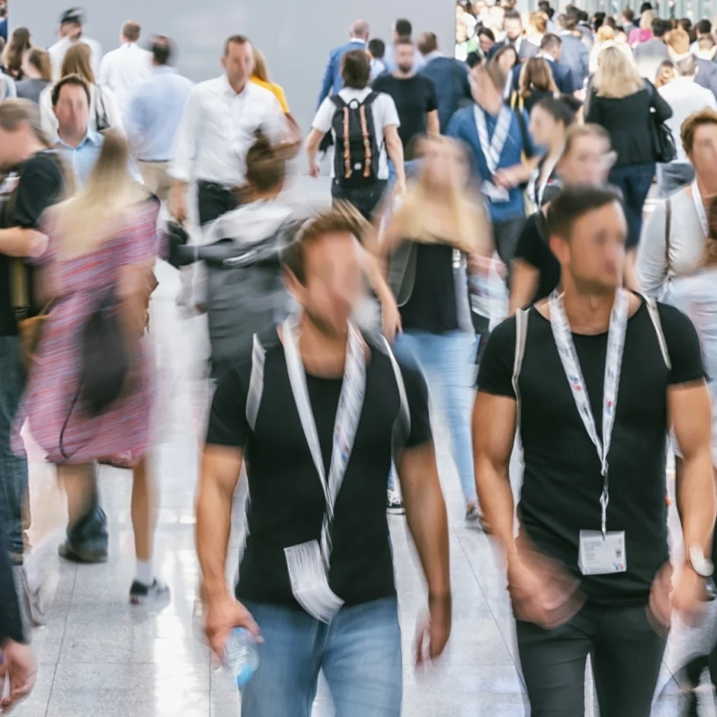 People walking in a crowded environment