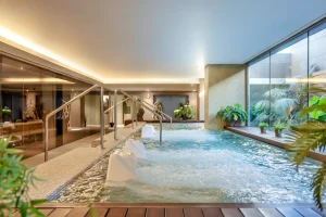 spa pool with water jets in a modern environment