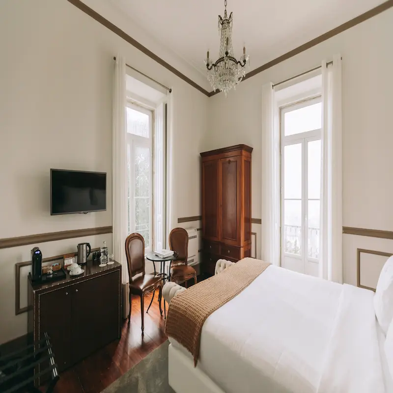 Master with View Room 'D. Pedro I' of Torel Palace Lisbon, a luxury boutique palace hotel with a MICHELIN Star restaurant in the heart of Lisbon, with outstanding views over the city