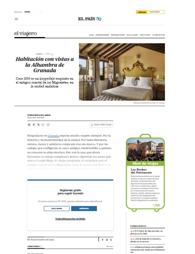 Prensa - Hotel Casa 1800 Granada