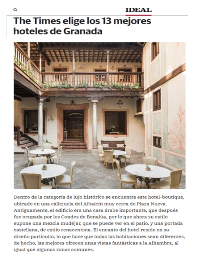 Prensa - Hotel Casa 1800 Granada