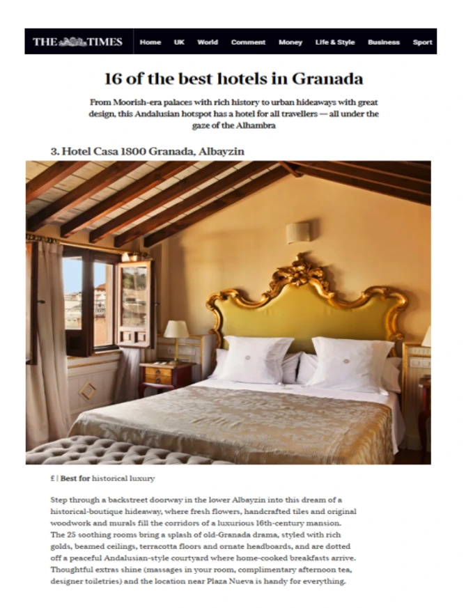Prensa - Hotel Casa 1800 Granada