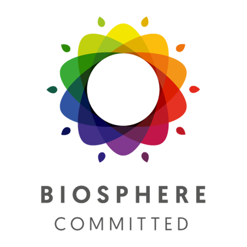 Logo colorido de Biosphere Committed.