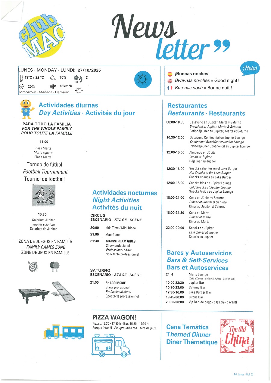 27/10/2025 - Daily Newsletter Clubmac