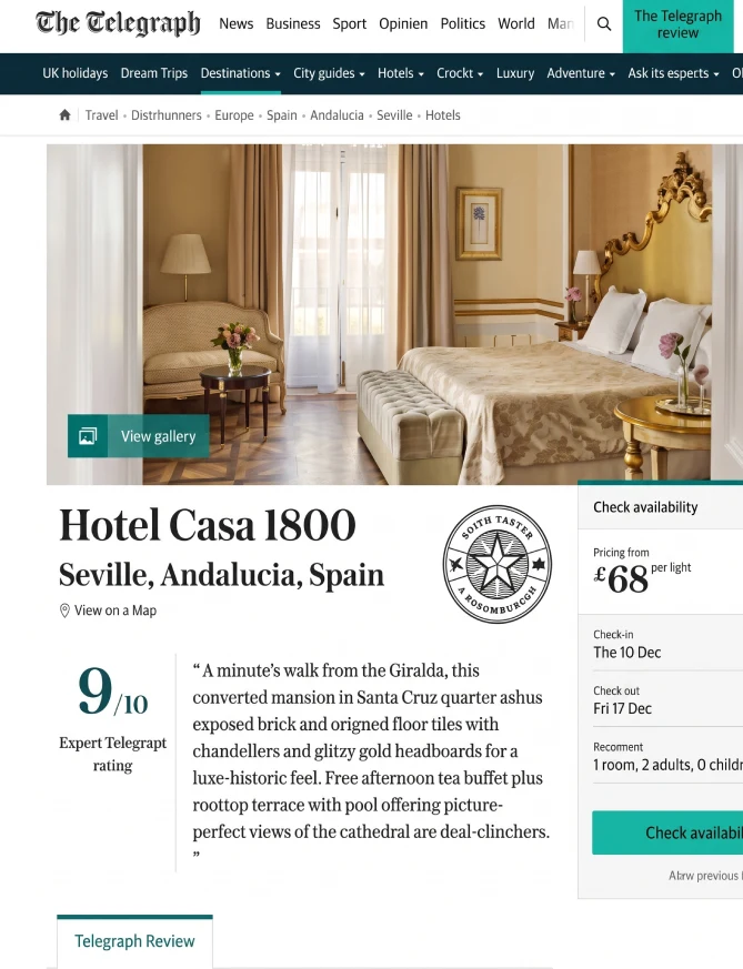 Press - Hotel Casa 1800 Sevilla