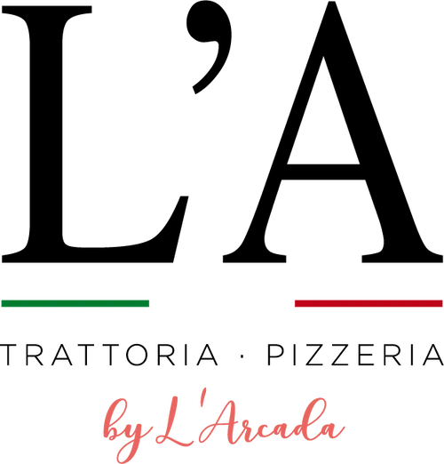 "Logo with black hat, Italian flag colors, and 'by L'Angolo' text below."