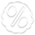Illustration of a percent sign in a cloud-like shape, resembling a discount or sale symbol.
