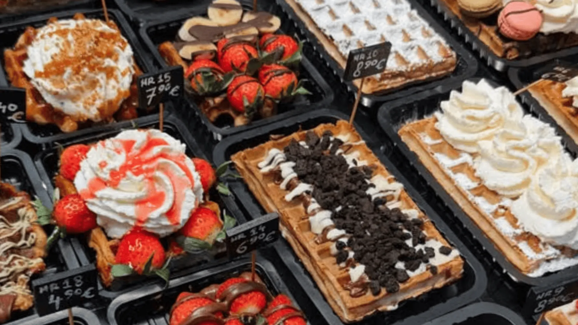 gaufre de Li&egrave;ge gofre belga comida callejera de Bruselas az&uacute;car perla caramelizada aut&eacute;ntica