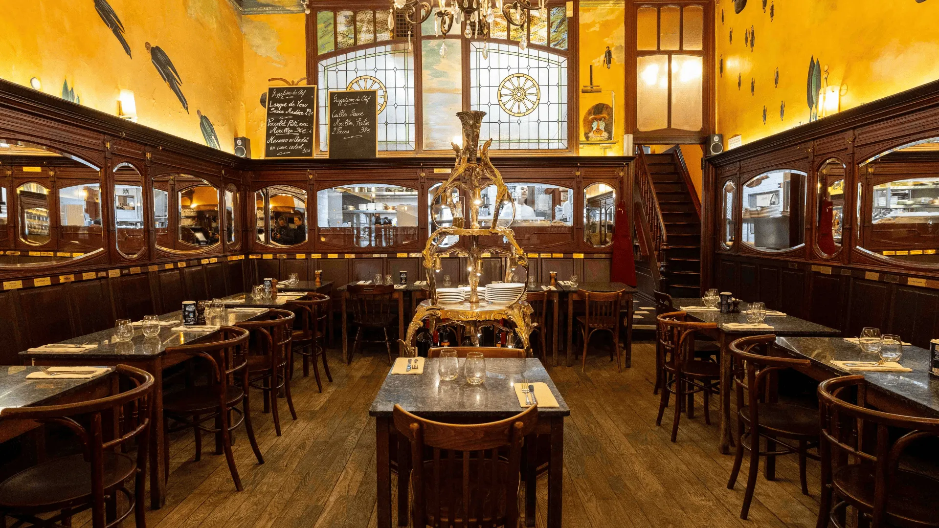 La Roue d'Or Brussels Art Nouveau brasserie interior Magritte murals dining