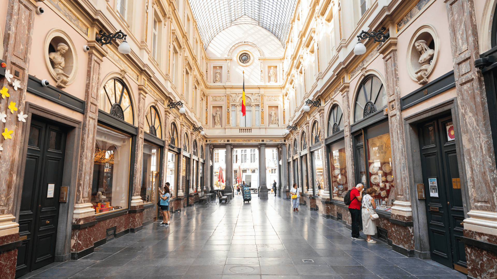 Galeries Royales Saint-Hubert Brussels morning walk arcade interior shops