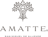 Logo de AMATTE, San Miguel de Allende, con un diseño estilizado de un árbol en el centro.