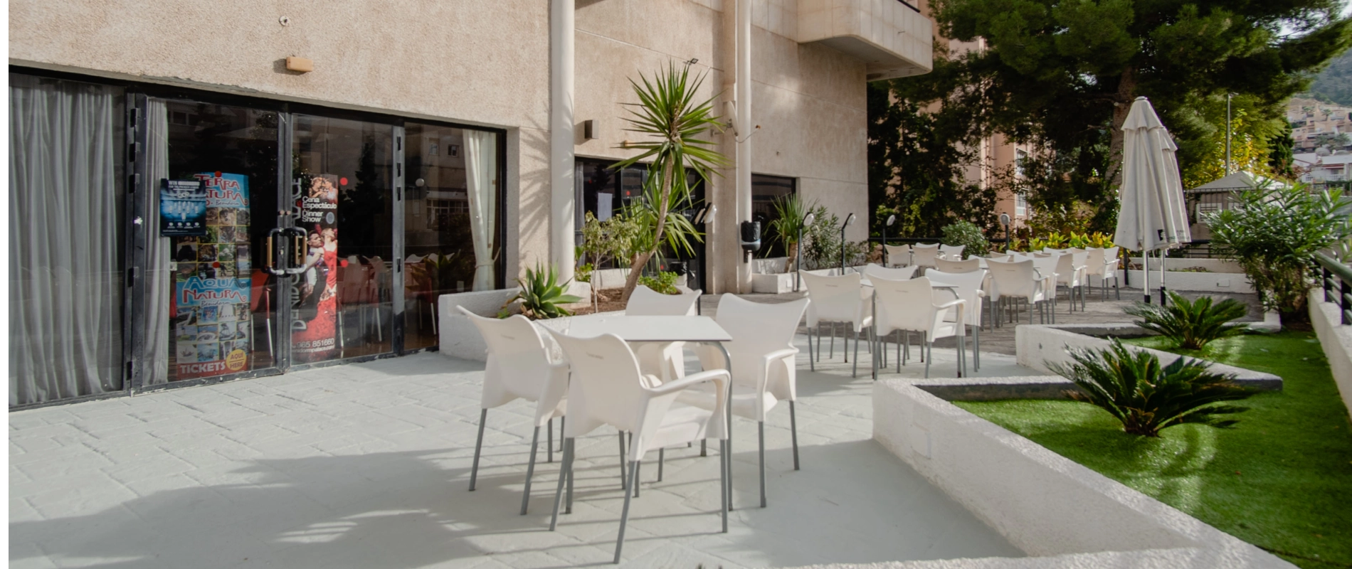 Terraza al sol con plantas