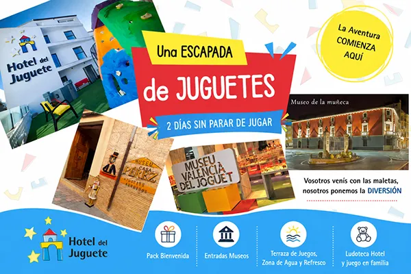 Presentacion del Hotel del Juguete con el link al programa Bono viaje recuperem turisme 2026