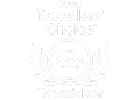 Logo de Travellers' Choice 2020 de Tripadvisor en blanco y negro.