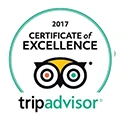 Certificado de Excelencia 2017 de TripAdvisor con logotipo de un búho estilizado.