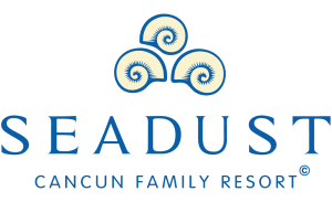 Logo of Seadust Cancun Family Resort with three stylized seashells above the text.