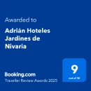 Award to Adrián Hoteles Jardines de Nivaria, score 9/10, Booking.com 2023.