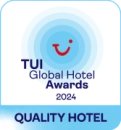 TUI Global Hotel Awards 2023 Quality Hotel logo on a blue circle.