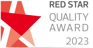 Red Star Quality Award 2023 logo with a red star and gray text.