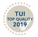 TUI Top Quality 2019 badge with dotted circle design.