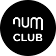 Logo de "num CLUB" en fondo negro con letras blancas.