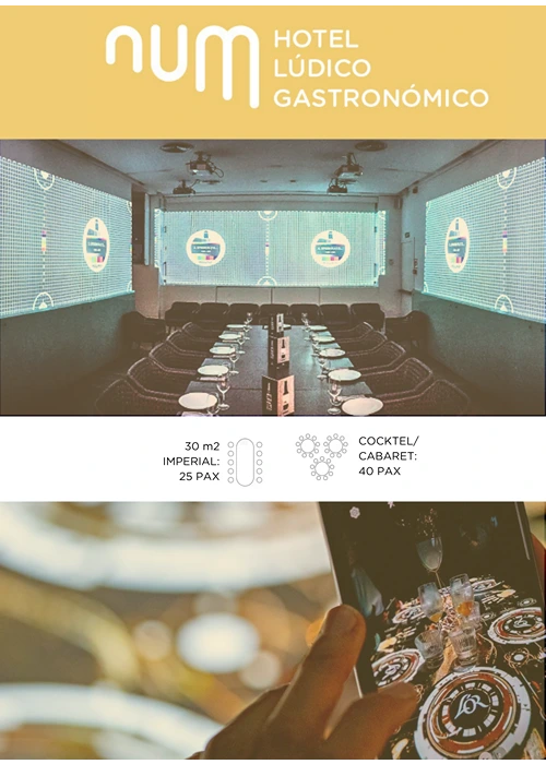 Hotel lúdico gastronómico con sala para eventos, capacidad: 25 a 40 personas.