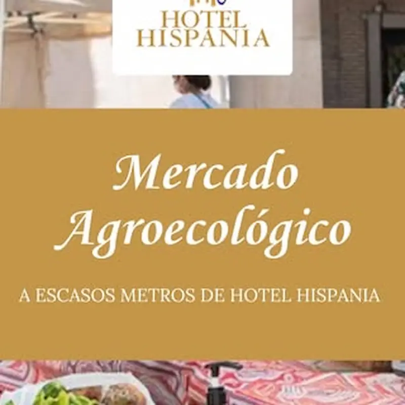 Cartel del Mercado Agroecológico cerca del Hotel Hispania.
