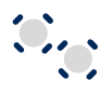 Two gray circles with blue details on a white background.
