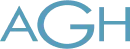 Logo con las letras "AGH" en azul sobre fondo transparente.