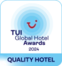 TUI Global Hotel Awards 2023 - Quality Hotel badge with blue background.