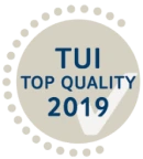 TUI Top Quality 2019 badge with circular design.
