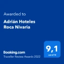 Award to Adrián Hoteles Roca Nivaria with a 9.1 score from Booking.com.