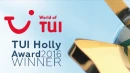 TUI Holly Award 2016 Winner logo with gold and blue background.