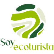 Logo de ecoturismo con líneas verdes y blancas. Texto: "Soy ecoturista".