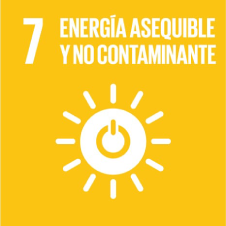 Icono amarillo del ODS 7 de la ONU: "Energía asequible y no contaminante".