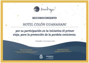 Certificado de reconocimiento al Hotel Col&oacute;n Guanahani por proteger la pardela cenicienta.
