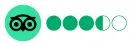 Calificación de 3.5 estrellas sobre 5 en TripAdvisor.