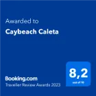 Premio de Booking.com 2023 a Caybeach Caleta con puntuación de 8,2.