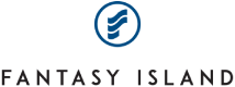 Fantasy Island logo with a stylized letter "F" in a blue circle.