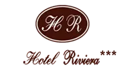 Logo avec ovale "HR" et texte "Hotel Riviera" en rouge.