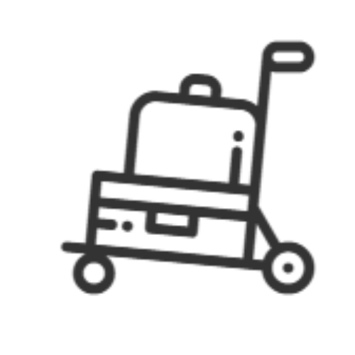 Pictogramme de chariot avec bagages.