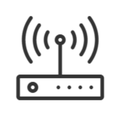 Icône d'un routeur Wi-Fi avec antenne émettant des ondes.