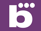 Logo blanco con letra "b" y tres puntos en fondo morado.