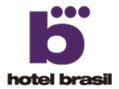 Logo púrpura con la letra "b" estilizada y el texto "Hotel Brasil" debajo.