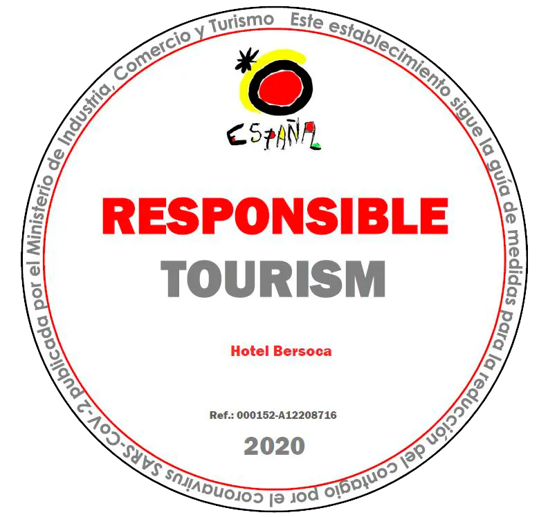 Certificado de Turismo Responsable 2020 para el Hotel Bersoca en España.