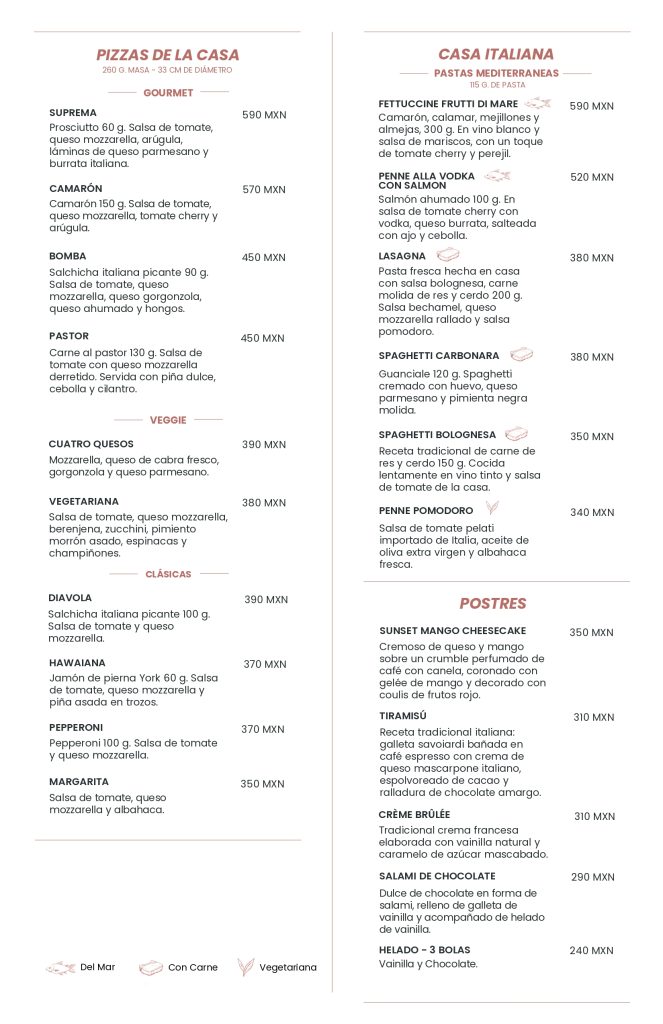 menu - M&iacute;a Tulum Resort