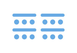 Blue dots arranged in two identical groups on a white background.