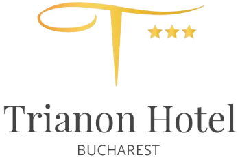 Trianon Hotel Bucharest logo with three gold stars.