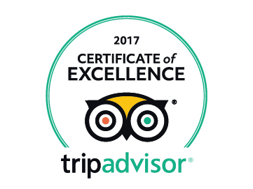 Tripadvisor 2017 Certificate of Excellence logo with owl design.